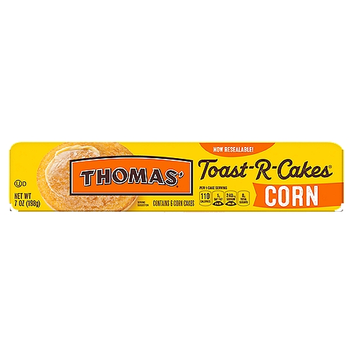 Thomas' Toast-R-Cakes Corn Cakes, 6 count, 7 oz
That cornbread taste with a sweet Thomas' touch
