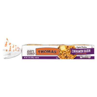 Thomas' Nooks & Crannies Cinnamon Raisin English Muffin, 6 count, 13 oz, 13 Ounce