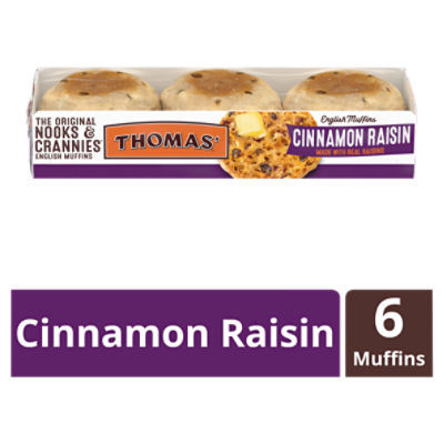 Thomas' Nooks & Crannies Cinnamon Raisin English Muffins, 6 count, 13 oz, 13 Ounce