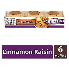 Thomas' Nooks & Crannies Cinnamon Raisin English Muffins, 6 count, 13 oz, 13 Ounce