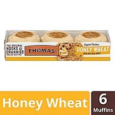 Thomas' Nooks & Crannies The Original Honey Wheat English Muffins, 6 count, 12 oz