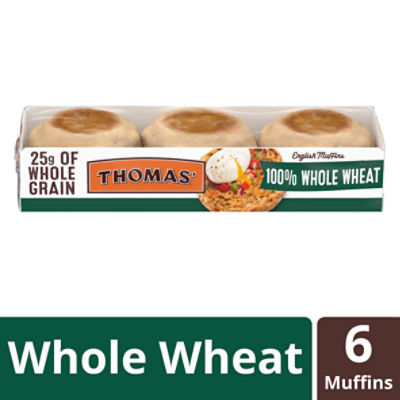 Thomas' Nooks & Crannies The Original 100% Whole Wheat English Muffins, 6 count, 12 oz, 12 Ounce