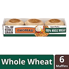 Thomas' Nooks & Crannies The Original 100% Whole Wheat English Muffins, 6 count, 12 oz