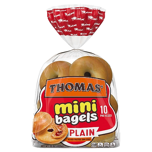 Thomas' Plain Mini Bagels , 10 count, 15 oz
Our pre-sliced Plain Mini Bagels are perfect for kids, but make a great snack for adults, too.