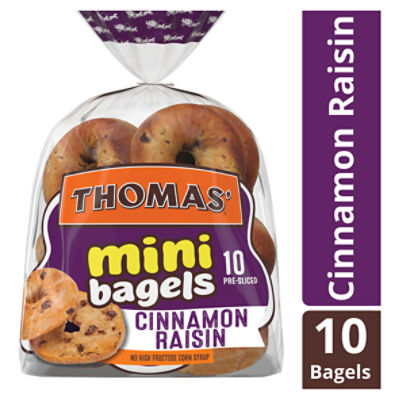 Thomas' Cinnamon Raisin Mini Bagels, 10 count, 15 oz, 18 Ounce