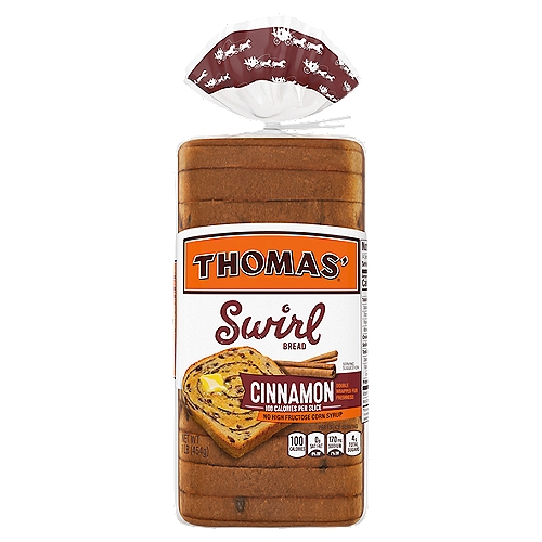 Thomas' Cinnamon Swirl Bread, 1 lb
Sweet cinnamon is generously kneaded into every bite. And you can savor the great taste and quality knowing that each slice has 100 calories and contains no high fructose corn syrup.
