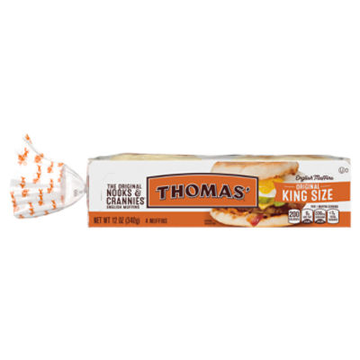 Thomas' King Size English Muffins, 4 Count, 12 oz, 12 Ounce