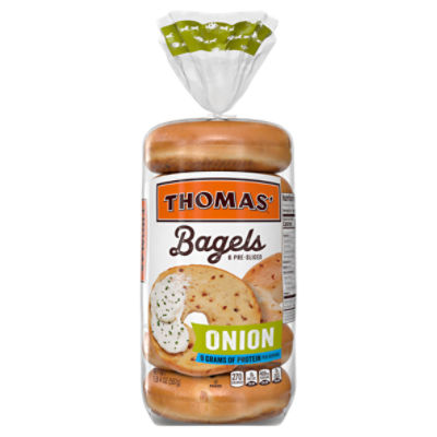 Thomas' Onion Pre-Sliced Bagels, 6 count, 20 oz