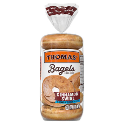 Thomas' Cinnamon Swirl Pre-Sliced Bagels, 6 count, 20 oz, 20 Ounce