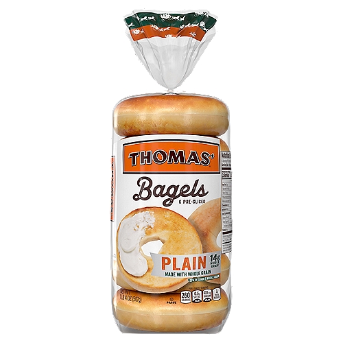 Thomas' Plain Bagels, 6 count, 1 lb 4 oz