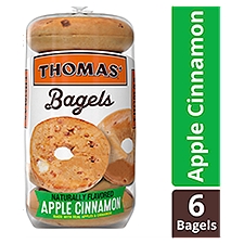 Thomas' Pre-Sliced Apple Cinnamon Bagels, 6 count, 1 lb 4 oz
