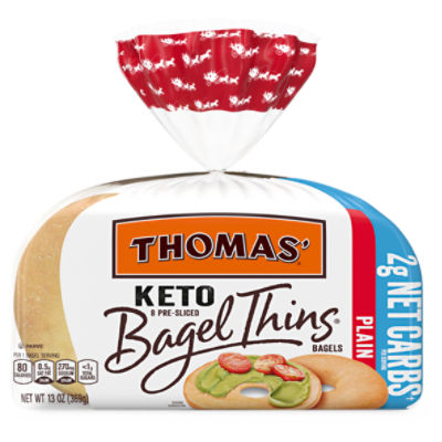 Thomas' Keto 2 Net Carb Plain Bagel Thins, 8 count, 13 oz ShopRite