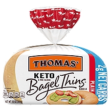 Thomas' Keto 2 Net Carb Plain Bagel Thins, 8 count, 13 oz, 13 Ounce