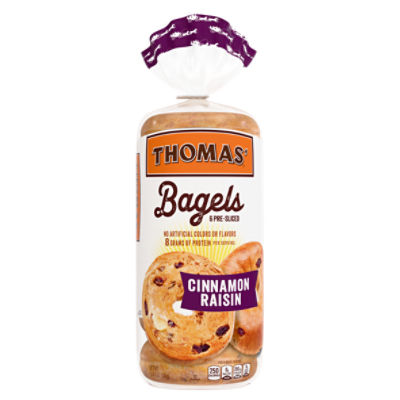 Thomas' Pre-Sliced Cinnamon Raisin Bagels, 6 count, 1 lb 2 oz