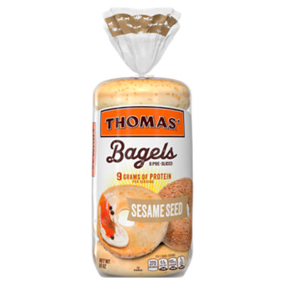 Thomas' Pre-Sliced Sesame Seed Bagels, 6 count, 18 oz, 18 Ounce