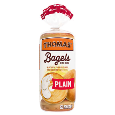 Thomas' Pre-Sliced Plain Bagels, 6 count, 1 lb 2 oz