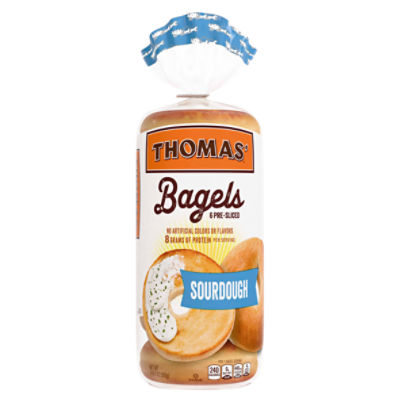 Thomas' Pre-Sliced Sourdough Bagels, 6 count, 1 lb 2 oz, 18 Ounce