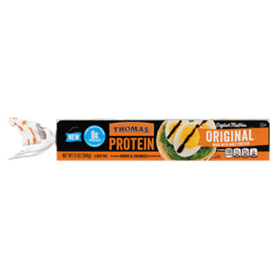 Thomas' Protein The Origimal Nooks & Crannies English Muffins, 6 count, 13 oz