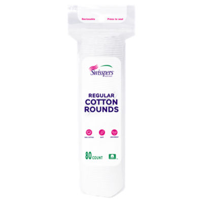 Swisspers Regular Cotton Rounds, 80 count