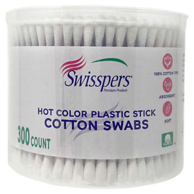 Swisspers Cotton Swab, Hot Color Plastic Stick