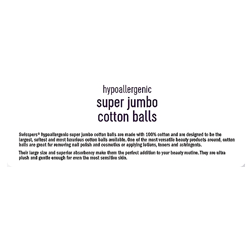 Swisspers Super Jumbo Cotton Balls, 100% Cotton, 70 ea (Pack of 4)