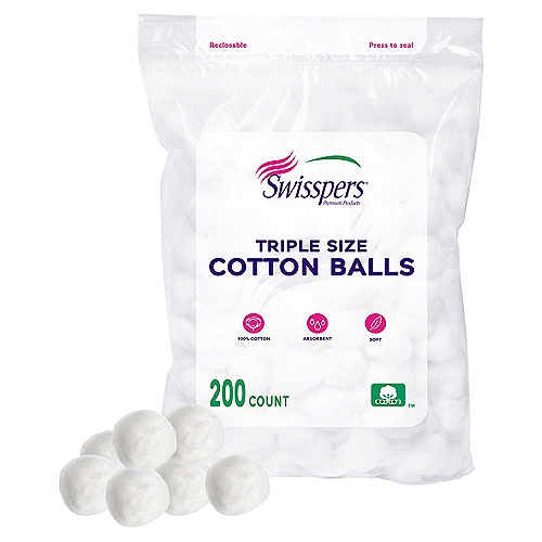 Swisspers Triple Size Cotton Balls, 200 count