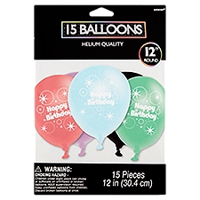Amscan 12'' Round Happy Birthday Helium Quality Balloons, 15 count