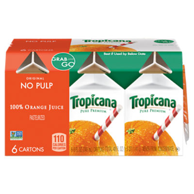 Tropicana Pure Premium 100% Orange Juice Original No Pulp 8 Fl Oz 6 Count, 48 Fluid ounce