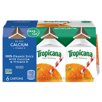 Tropicana Pure Premium 100% Orange No Pulp with Calcium and Vitamin D 8 Fl Oz 6 Count, 48 Fluid ounce