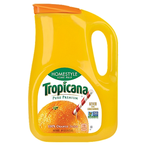 Tropicana Pure Premium Homestyle 100% Juice Orange Some Pulp 89 Fl Oz
Tropicana Pure Premium® Homestyle is the perfect combination of taste and nutrition, with some juicy bits of pulp from delicious oranges.