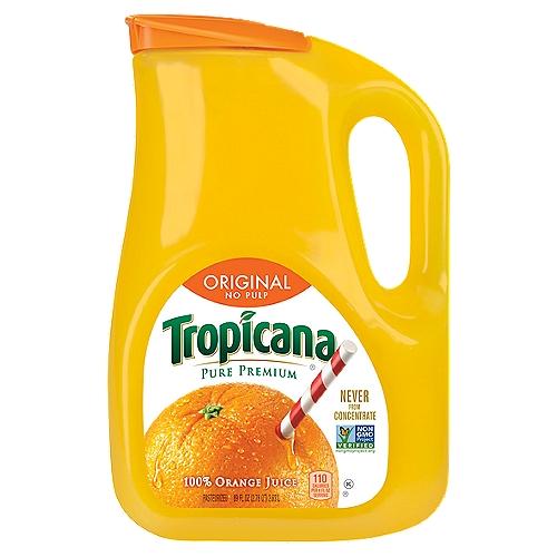 The perfect combination of taste and nutrition! Tropicana Pure Premium® Original is 100% pure orange juice, squeezed from fresh-picked oranges and never from concentrate. No wonder it's the #1 orange juice brand.nn100% orange juice that's squeezed from fresh oranges. | No added sugar, water, or preservatives.