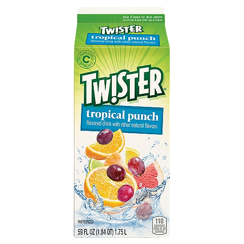 Tw!ster Tropical Punch Flavored Drink 59 Fluid Ounce Paper Carton
Twister tropical punch satisfies your thirst with great fruit flavor. Each serving provides an excellent source of vitamin C.

Tropicana uses the best in fruit to craft high quality juices, beverages and drinks that provide delicious flavor choices.
