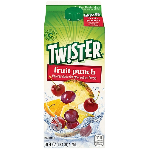 Twister Fruit Punch Flavored Drink, 59 fl oz
Twister Fruit Punch satisfies your thirst with great fruit flavor. Each serving provides an excellent source of vitamin C.
