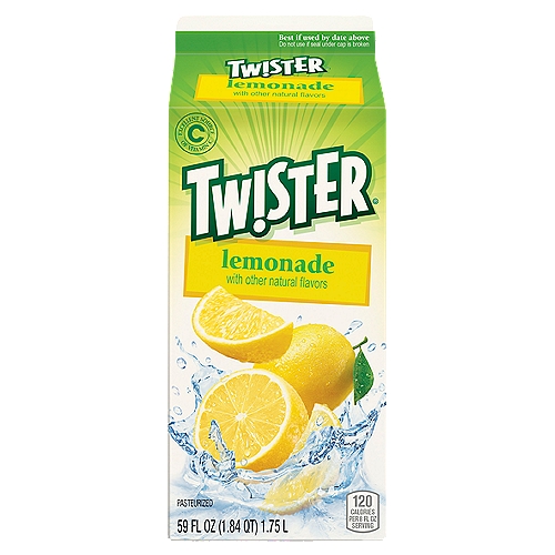 Tw!ster Lemonade 59 Fl Oz Carton
Twister lemonade satisfies your thirst with great lemon flavor.

Tropicana uses the best in fruit to craft high quality juices, beverages and drinks that provide delicious flavor choices.