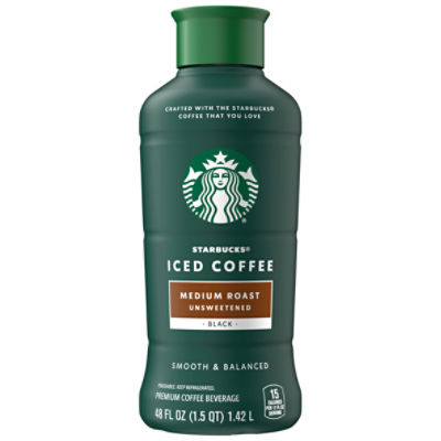 Starbucks Iced Coffee Premium Coffee Beverage, Medium Roast Unsweetened, 48 Fl Oz
