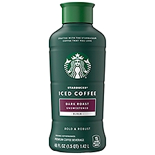 Starbucks Iced Coffee Premium Coffee Beverage, Dark Roast Unsweetened, 48 Fl Oz