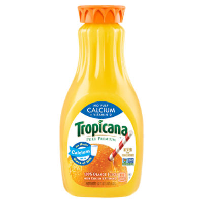 Tropicana Pure Premium No Pulp Calcium + Vitamin D 100% Orange Juice , 52 fl oz