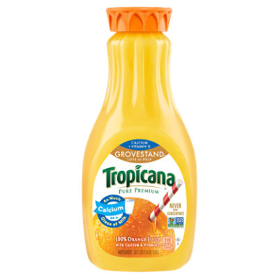 Tropicana Pure Premium Calcium + Vitamin D Grovestand Lots of Pulp 100% Orange Juice, 52 fl oz