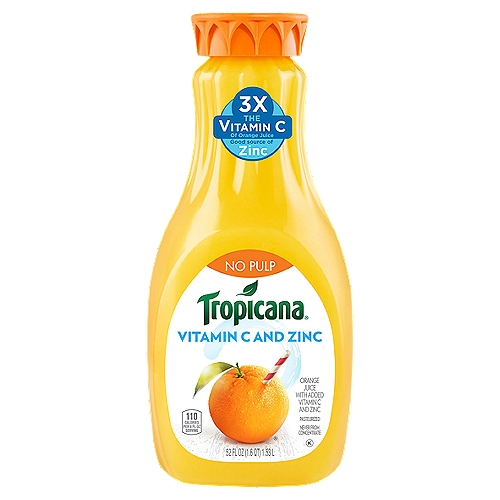 Tropicana 100% Juice No Pulp Orange Juice with Added Vitamin C And Zinc 52 Fl Oz