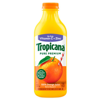 Tropicana Pure Premium 100% Orange Juice, No Pulp with Vitamin C + Zinc, 46 Fl Oz Bottle, 46 Fluid ounce