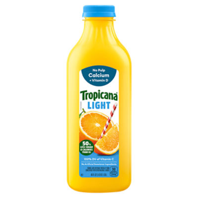 Tropicana Light Orange Juice, No Pulp With Calcium, 46 Fl Oz Bottle