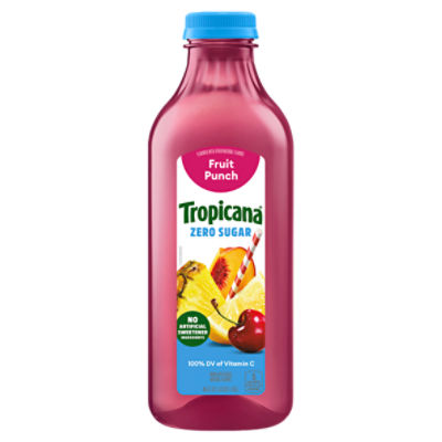 Tropicana Zero Sugar Summer Splash Punch Fruit Juice, 46 Fl Oz Bottle