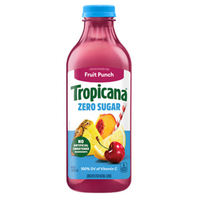 Tropicana Zero Sugar Summer Splash Punch Fruit Juice, 46 Fl Oz Bottle, 46 Fluid ounce