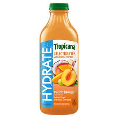 Tropicana Hydrate with Electrolytes Peach Mango Juice Drink, 46 fl oz, 46 Fluid ounce