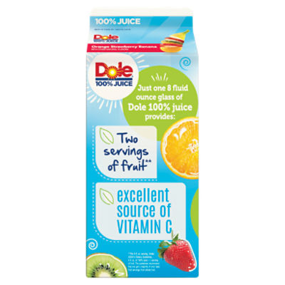 Dole 100 Juice Flavored Blend Of Juices Orange Strawberry Banana