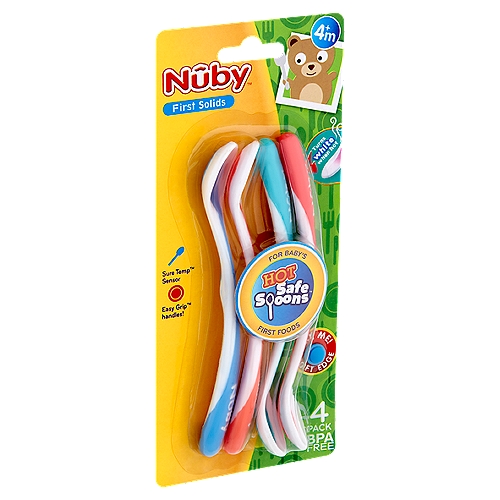 Assorted Colors 4 ea Nuby Hot Safe Feeding Spoons 