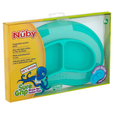 Nûby Sure Grip Miracle Mat Baby Led Feeding Section Plate, 6m+