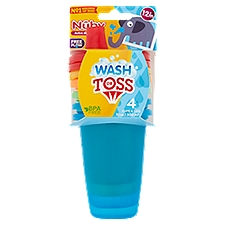 Nûby Active Sipeez 10 oz Wash or Toss Cups, 12m +, 4 count