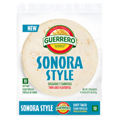 Guerrero Sonora Style Soft Taco Flour Tortillas, 10 count, 14.58 oz