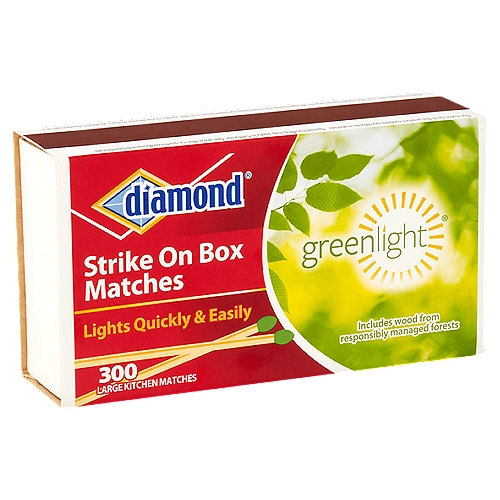 Diamond Greenlight Large Kitchen Strike On Box Matches, 300 count